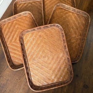 Vintage Brown Woven Trays